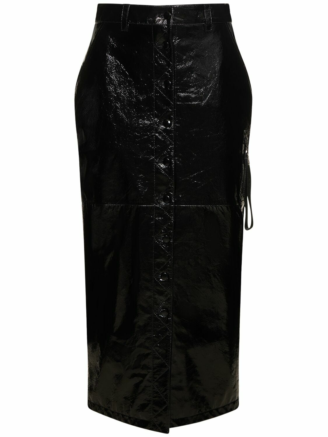 FERRARI - Patent Leather Pencil Midi Skirt
