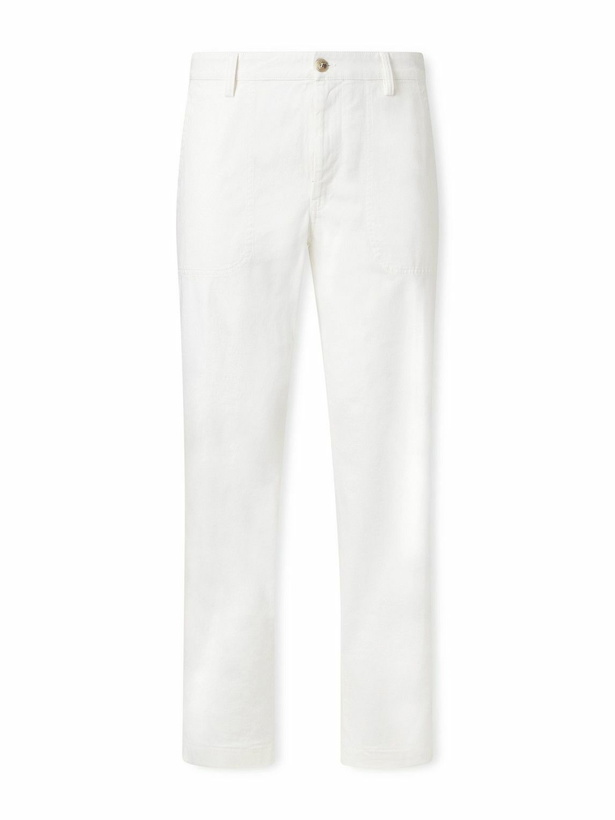 Photo: Canali - Straight-Leg Cotton-Blend Twill Trousers - Neutrals