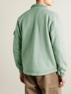 Stone Island - Logo-Appliquéd Twill-Panelled Cotton-Blend Jersey Zip-Up Sweatshirt - Green