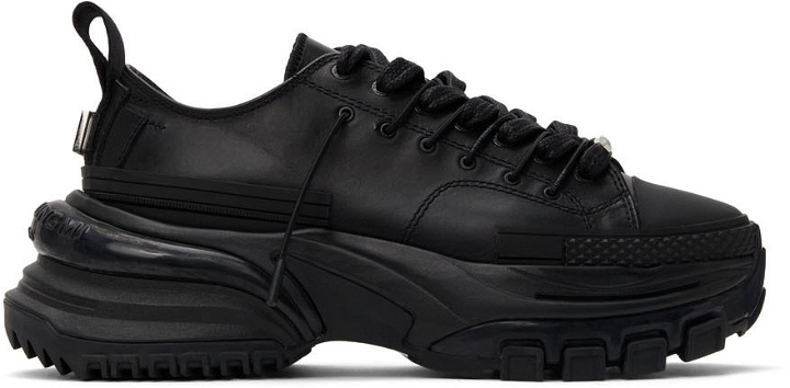 Photo: Wooyoungmi Black Double-Lace Low-Top Sneakers