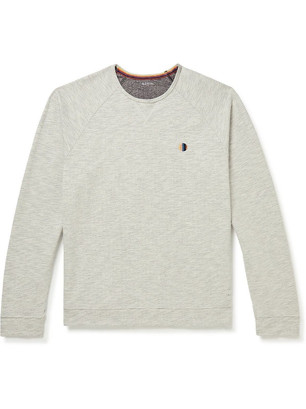 Photo: Paul Smith - Logo-Embroidered Cotton-Jersey Sweatshirt - Gray