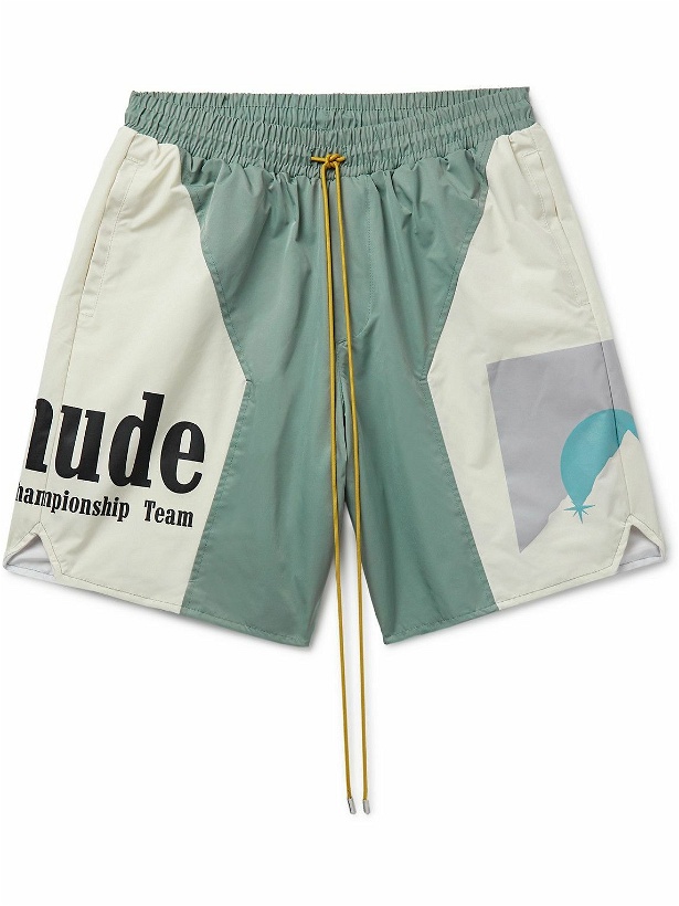 Photo: Rhude - Straight-Leg Logo-Print Shell Drawstring Shorts - Green