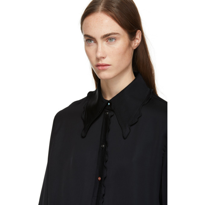 Acne Studios Navy Oversized Pointed Collar Shirt Acne Studios