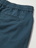 Sunspel - Straight-Leg Garment-Dyed Cotton and Linen-Blend Shorts - Blue