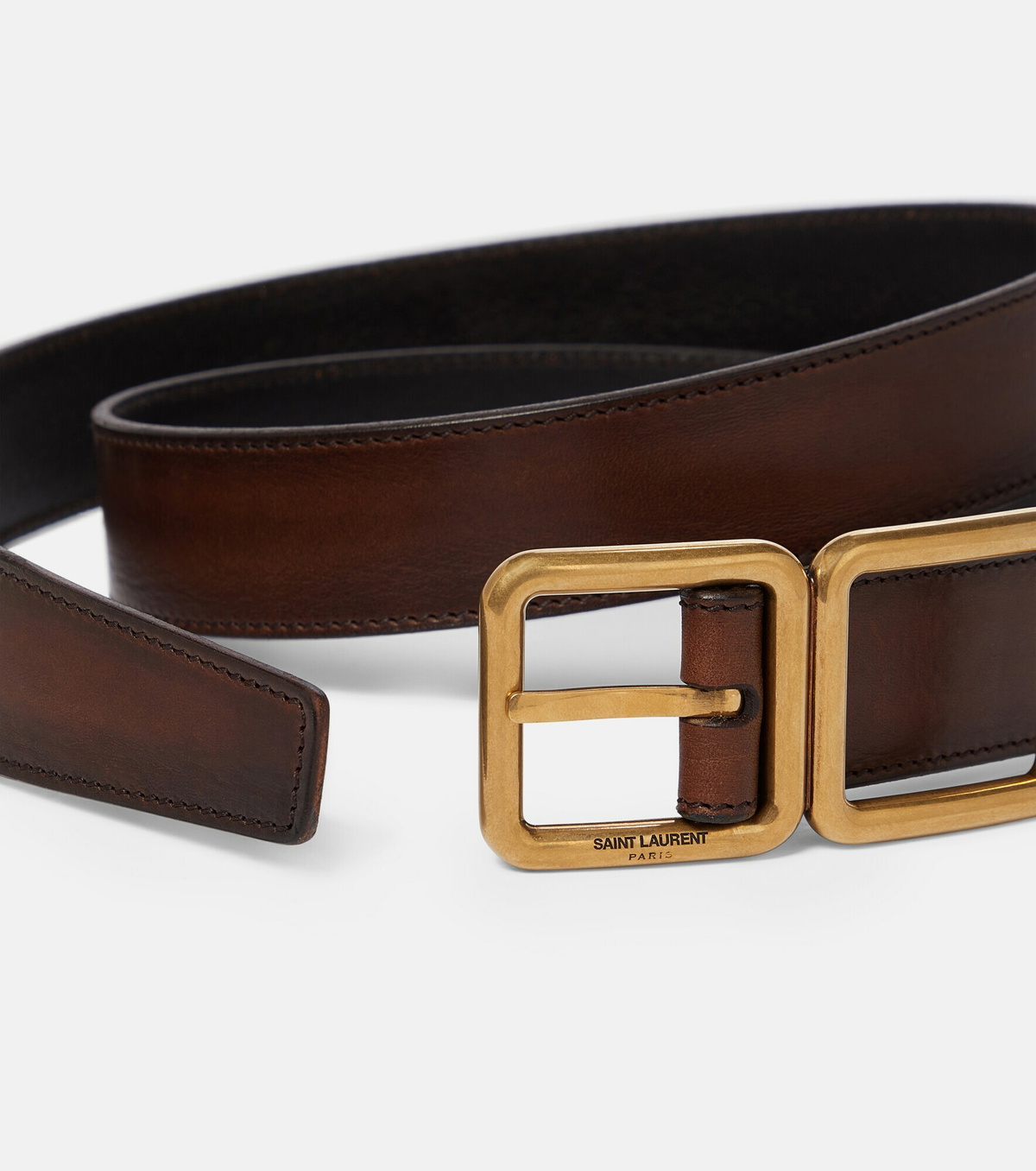 Saint Laurent - Double buckle leather belt Saint Laurent