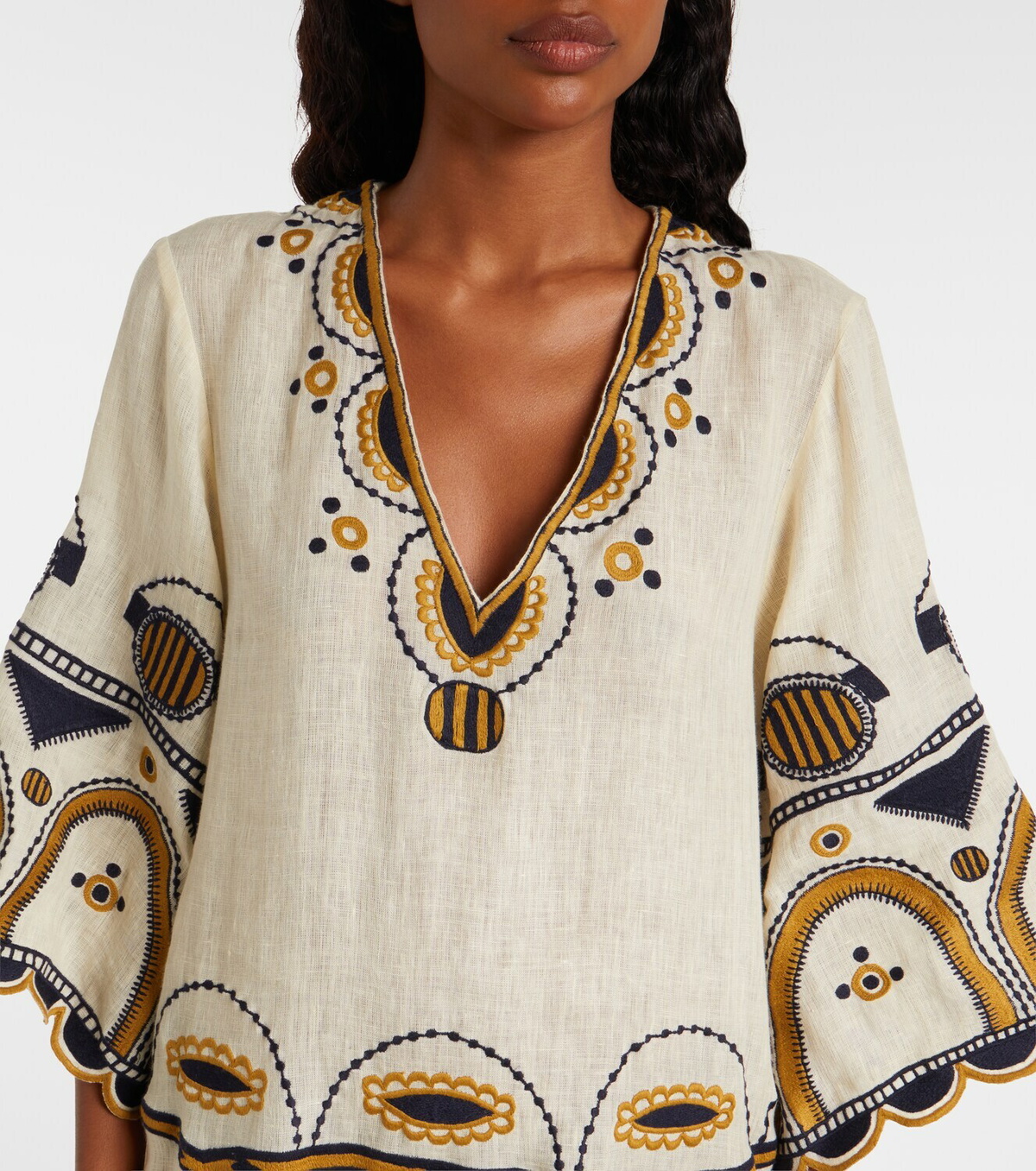Eres Medaillon embroidered linen minidress