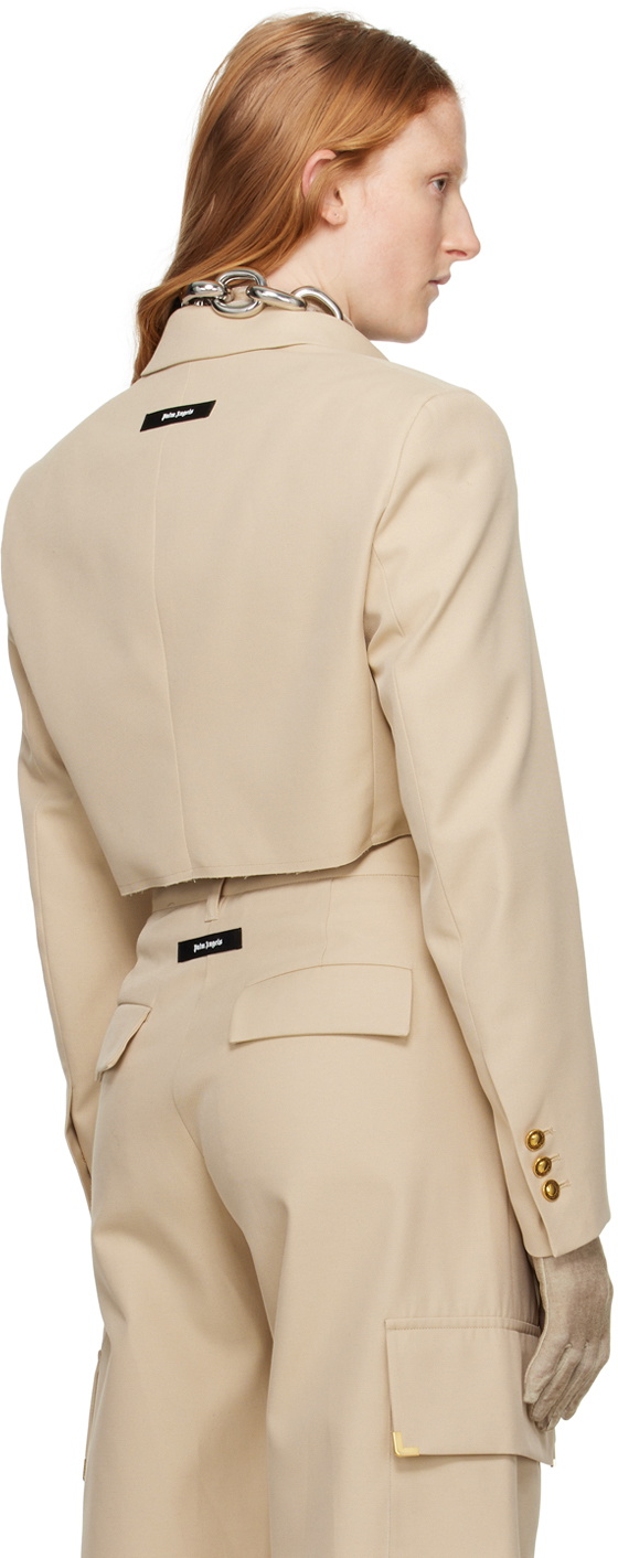 Palm Angels Beige Cropped Blazer