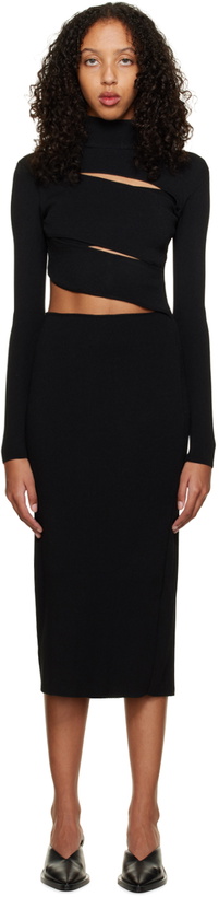 Photo: BOYAROVSKAYA Black Fusilli Midi Dress