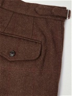 BODE - Straight-Leg Checked Herringbone Cotton Trousers - Brown