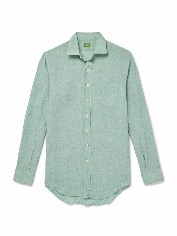 Photo: Sid Mashburn - Spread-Collar Linen Shirt - Green