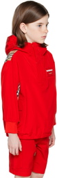 Burberry Kids Red Check Panel Jacket