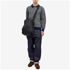 Beams Plus Men's Crochet Long Sleeve Polo Shirt in Navy/Grey