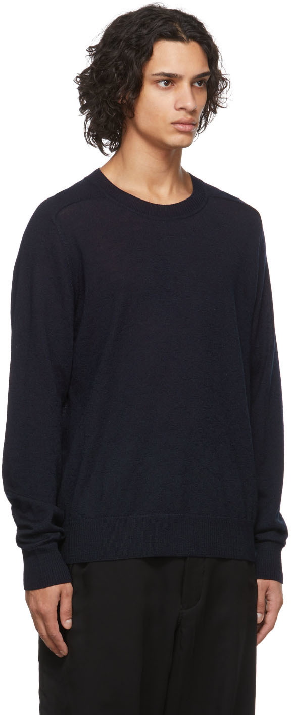 Maison Margiela Navy Elbow Patch Sweater Maison Margiela