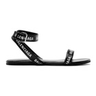 Balenciaga Black Logo Strappy Flat Sandals