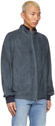 Brunello Cucinelli Blue Suede Jacket