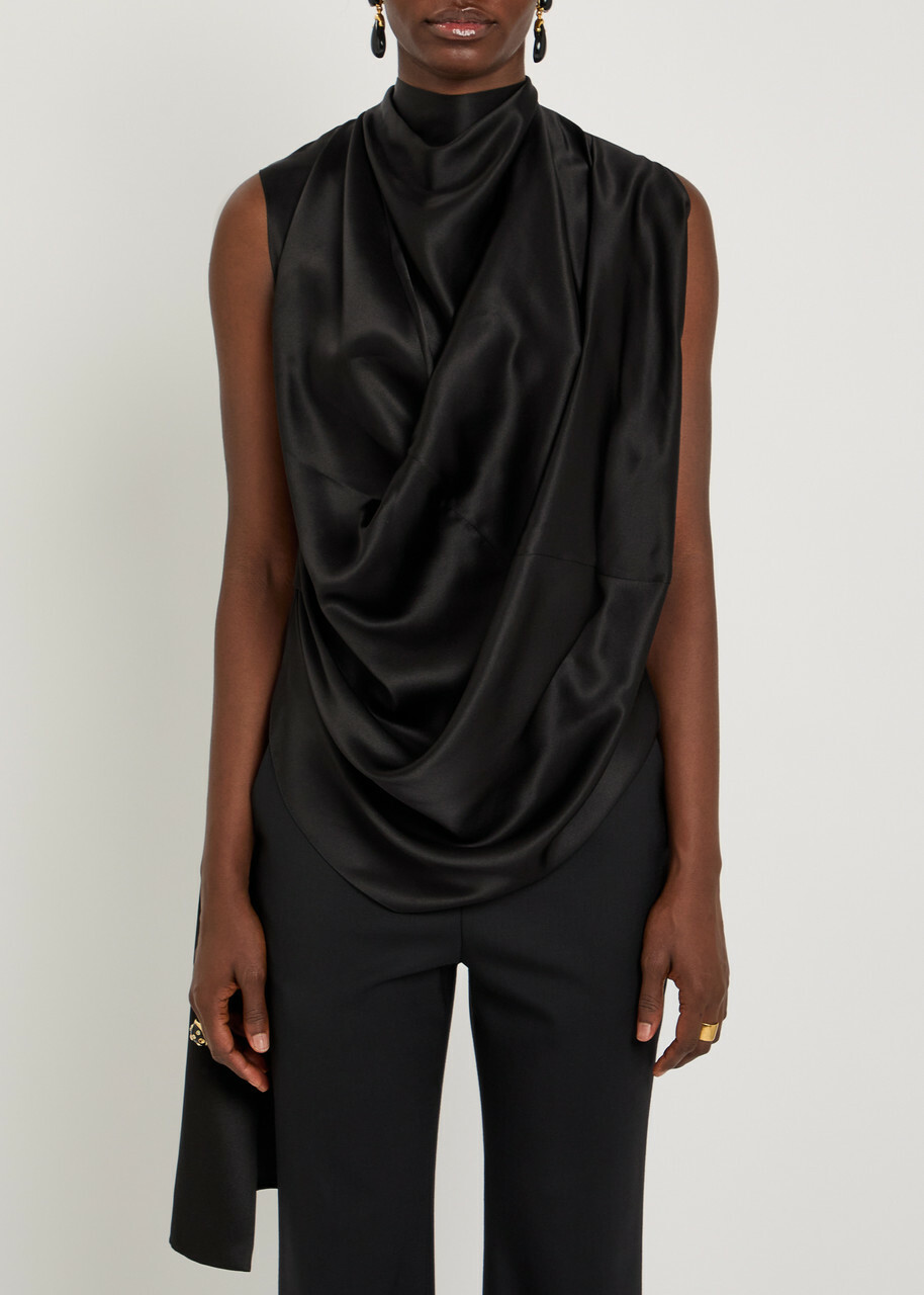 Roksanda Vesper Draped Silk top Black