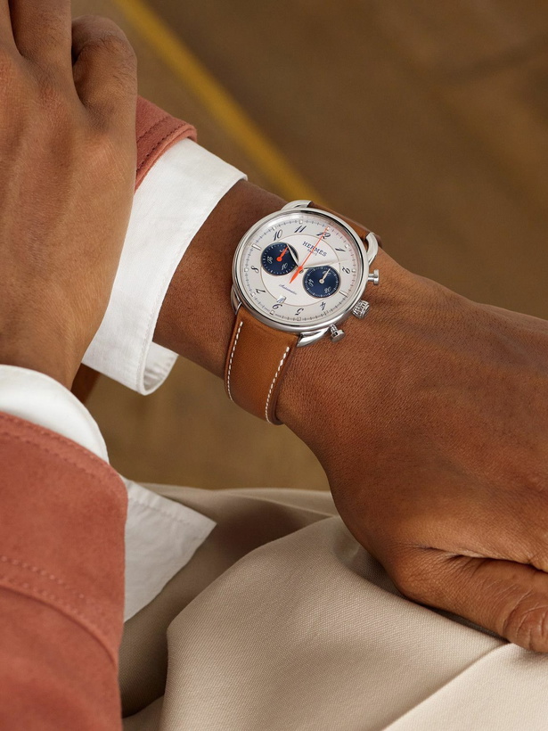 Photo: Hermès Timepieces - Arceau Automatic Chronograph 42mm Stainless Steel and Leather Watch, Ref. No. W404113WW00