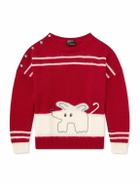 Enfants Riches Déprimés - Rat Embroidered Striped Mohair and Silk-Blend Sweater - Red