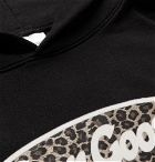 Noon Goons - Last Stop Flocked Logo-Print Fleece-Back Cotton-Jersey Hoodie - Black