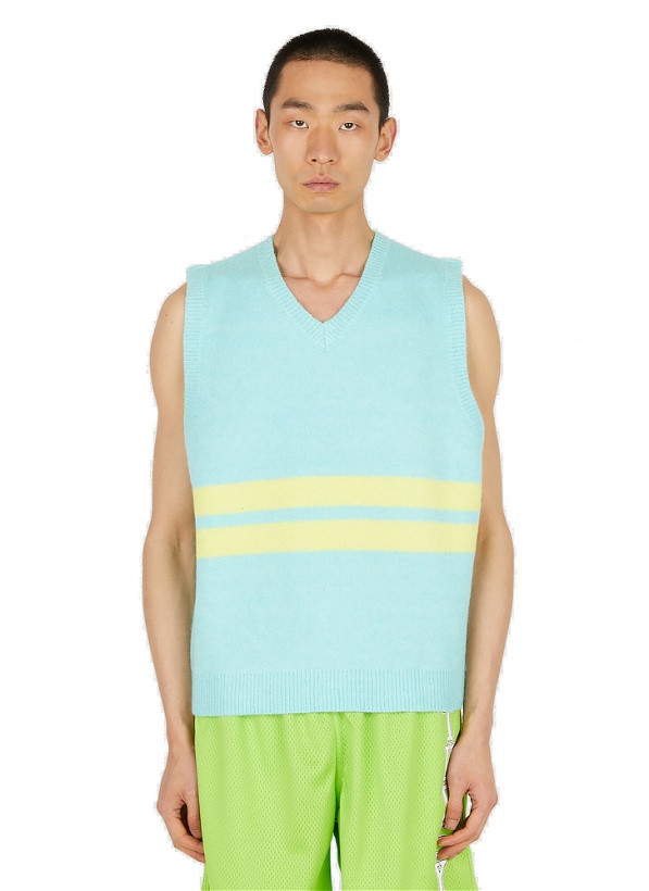 Photo: Front Stripe Sleeveless Sweater in Blue
