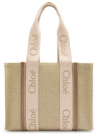 Chloe Woody Medium Linen Canvas Tote - Beige - One Size