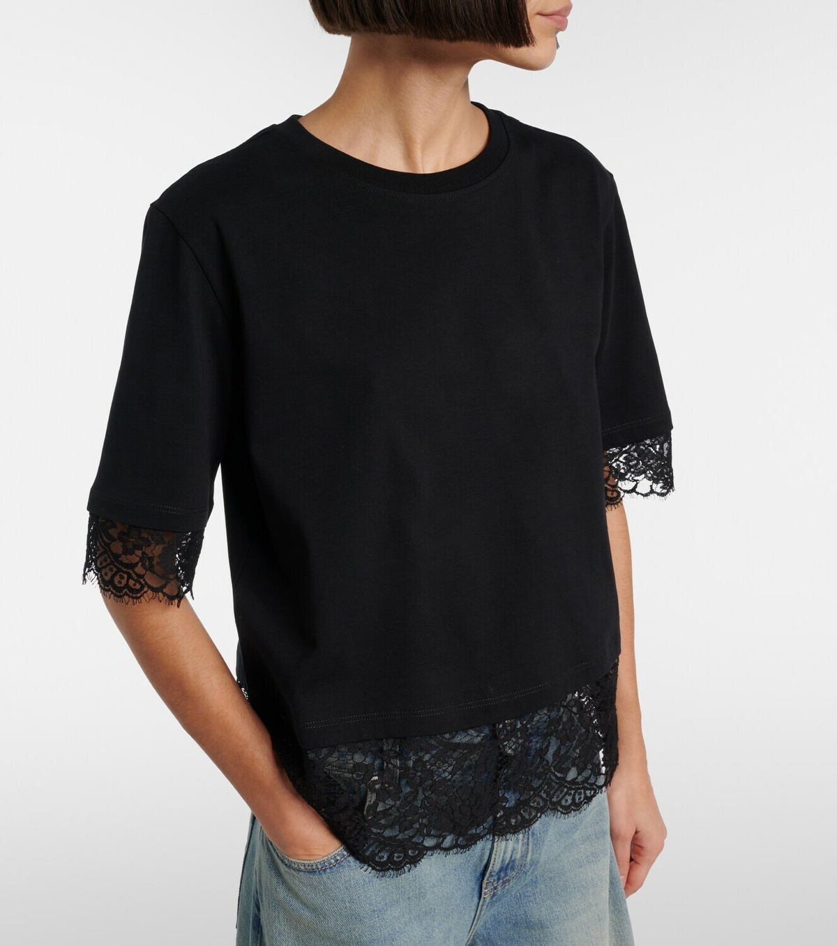 McQueen Cotton lace T-shirt