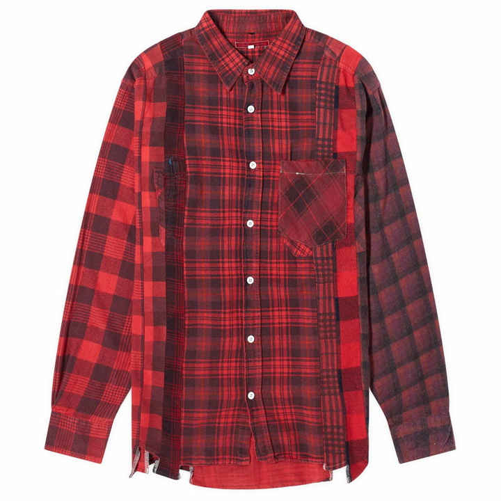 Photo: Needles Men's 7 Cuts Over Dyed Flannel Shirt in Red