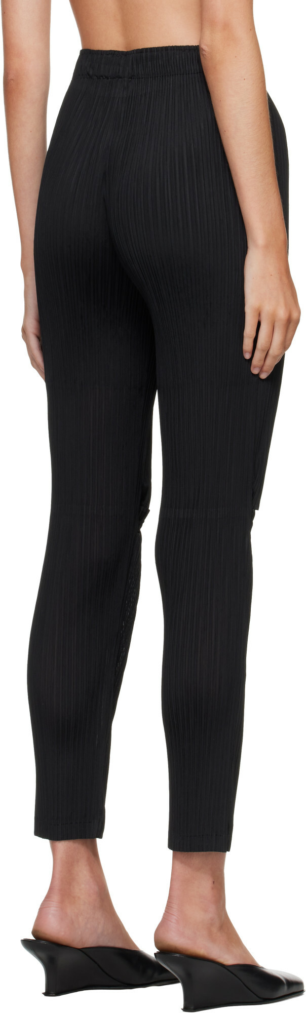 ISSEY MIYAKE Black Sheer Split Pleats Trousers