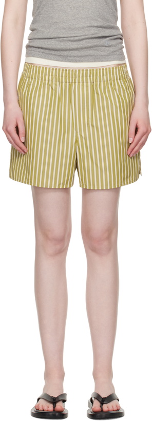 Photo: AMI Paris Khaki Cotton Elasticated Shorts
