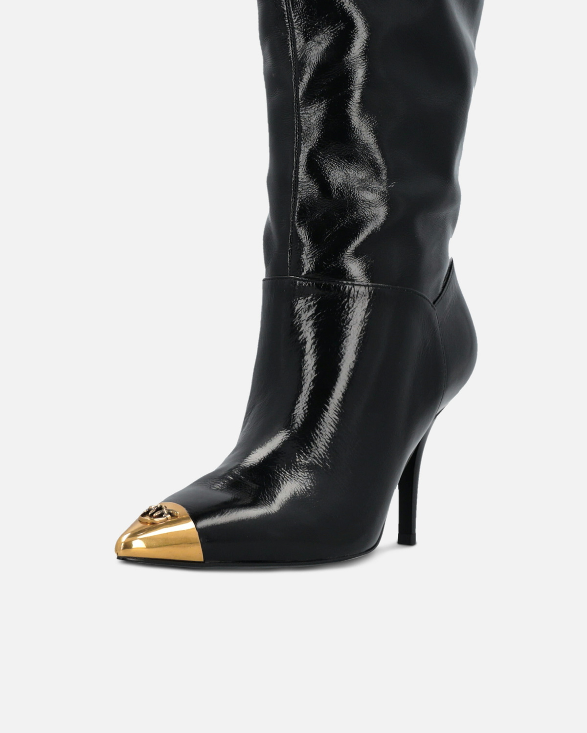 Pinko Nappa Leather Boots With Metal Toe Limo Black