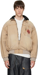 We11done Tan Hooded Herringbone Jacket