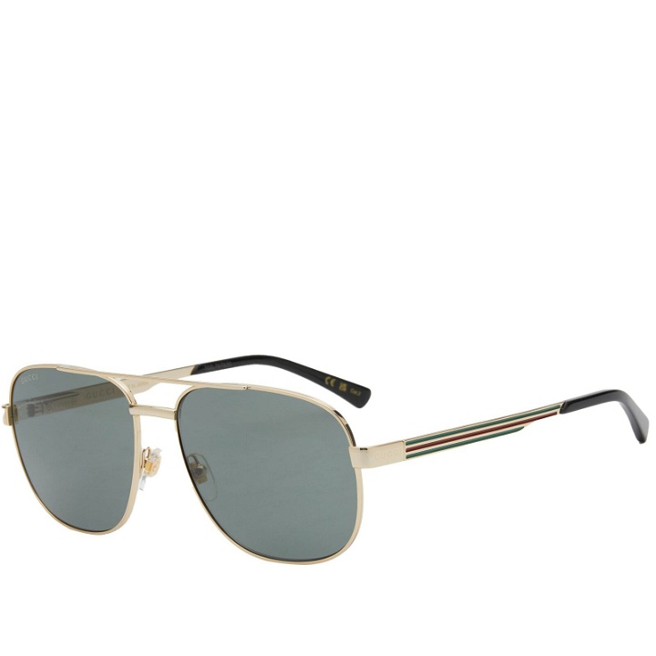 Photo: Gucci Men's GG1223S Sunglasses in Gold/Grey