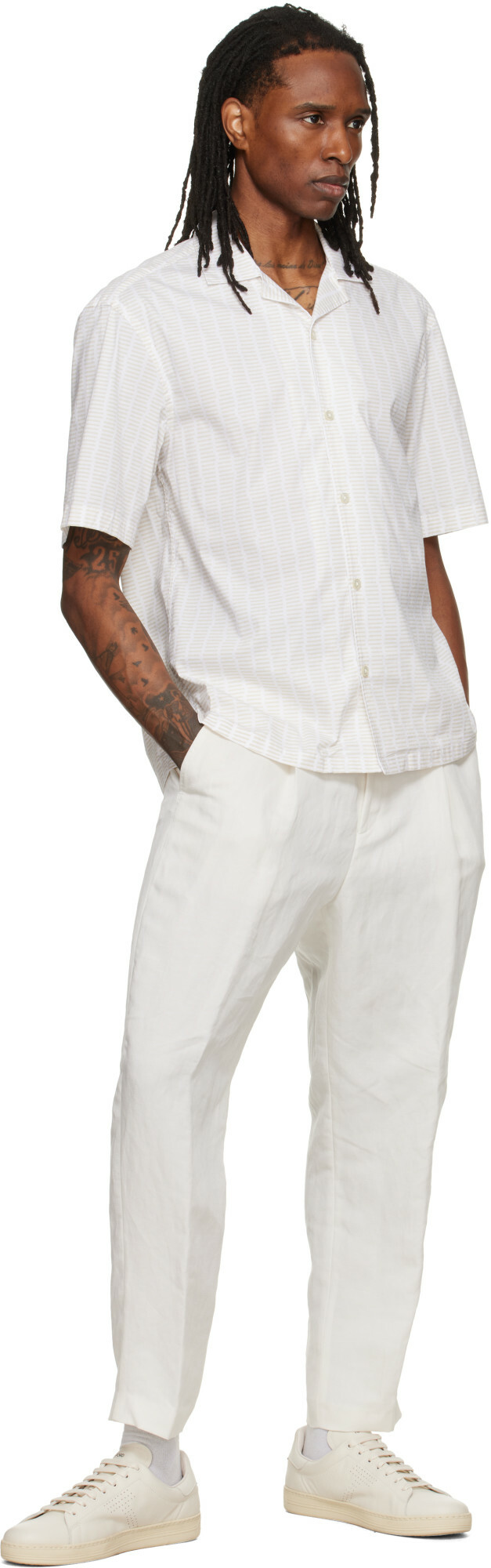 BOSS Off-White Pleated Trousers