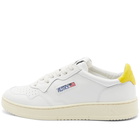 Autry Men's 01 Low Leather Sneakers in White/Yellow