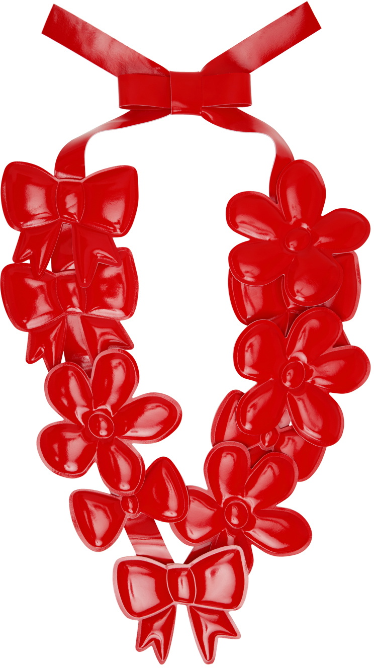 Comme des Garçons Girl Red Bow & Flower Necklace