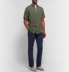 NN07 - New Derek Button-Down Collar Garment-Dyed Linen Shirt - Army green