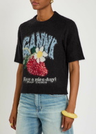 Ganni Intarsia Brushed Alpaca-blend T-shirt Black