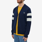 Fred Perry Authentic Men's Tipped Sleeve Cardigan in French Navy