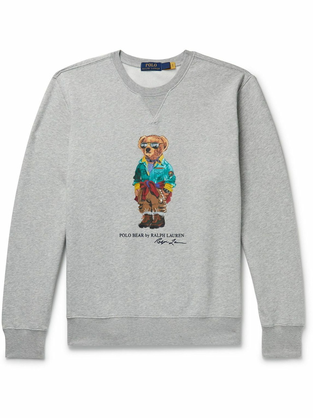 Photo: Polo Ralph Lauren - Printed Cotton-Blend Jersey Sweatshirt - Gray