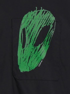 Coperni Black Shirt With Classic Collar And Print On The Front In Cotton Man