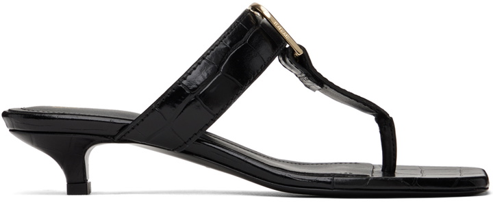 Photo: TOTEME Black 'The Belted Croco' Heeled Sandals