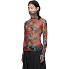 LU'U DAN Red Masked Mesh Turtleneck