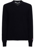 COMME DES GARÇONS PLAY - Sleeve Logo Wool V-neck Sweater