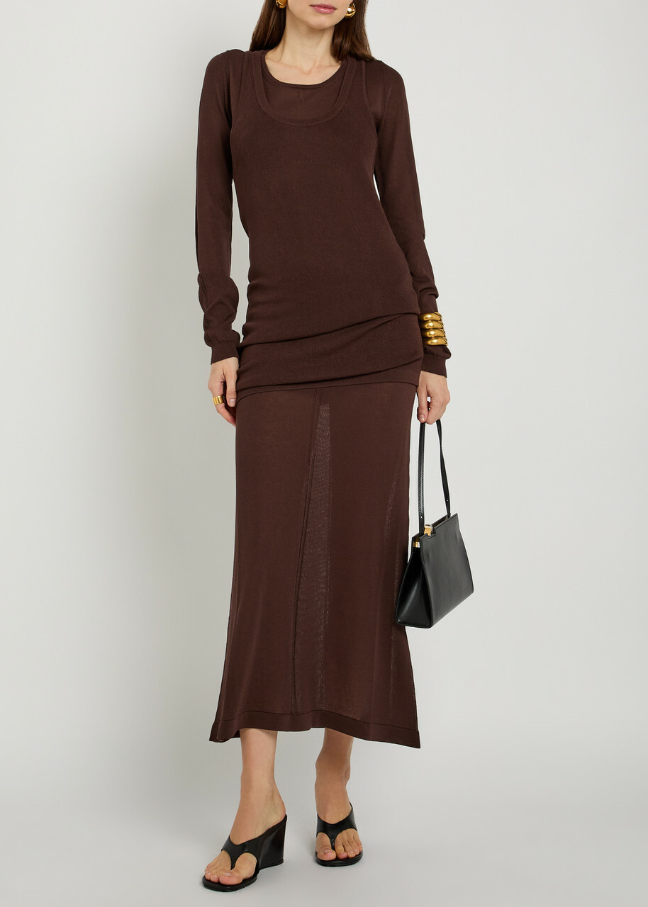Lemaire Fine-knit Midi Dress Brown