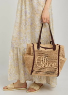 Chloe Iconic Logo Leather and Raffia Tote bag - Sand - One Size