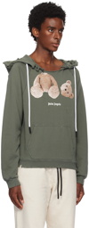 Palm Angels Khaki Bear Ripped Hoodie