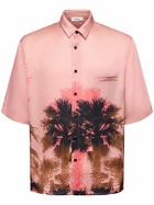 LANEUS Palm Print Viscose S/s Shirt