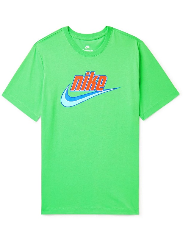 Photo: Nike - Logo-Print Cotton-Jersey T-Shirt - Green