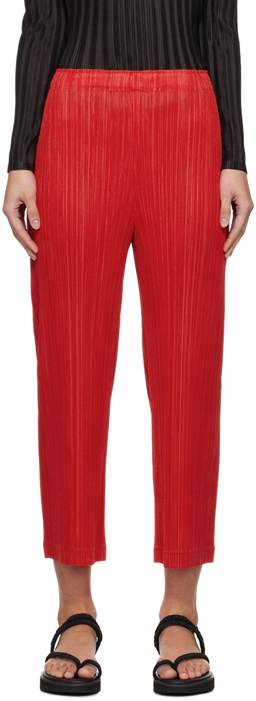 PLEATS PLEASE ISSEY MIYAKE Red Thicker Bottoms 1 Trousers Pleats