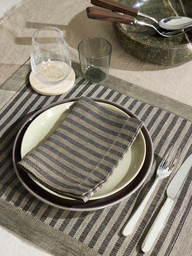 Photo: Brunello Cucinelli - Striped Herringbone Linen Placemat and Napkins Set